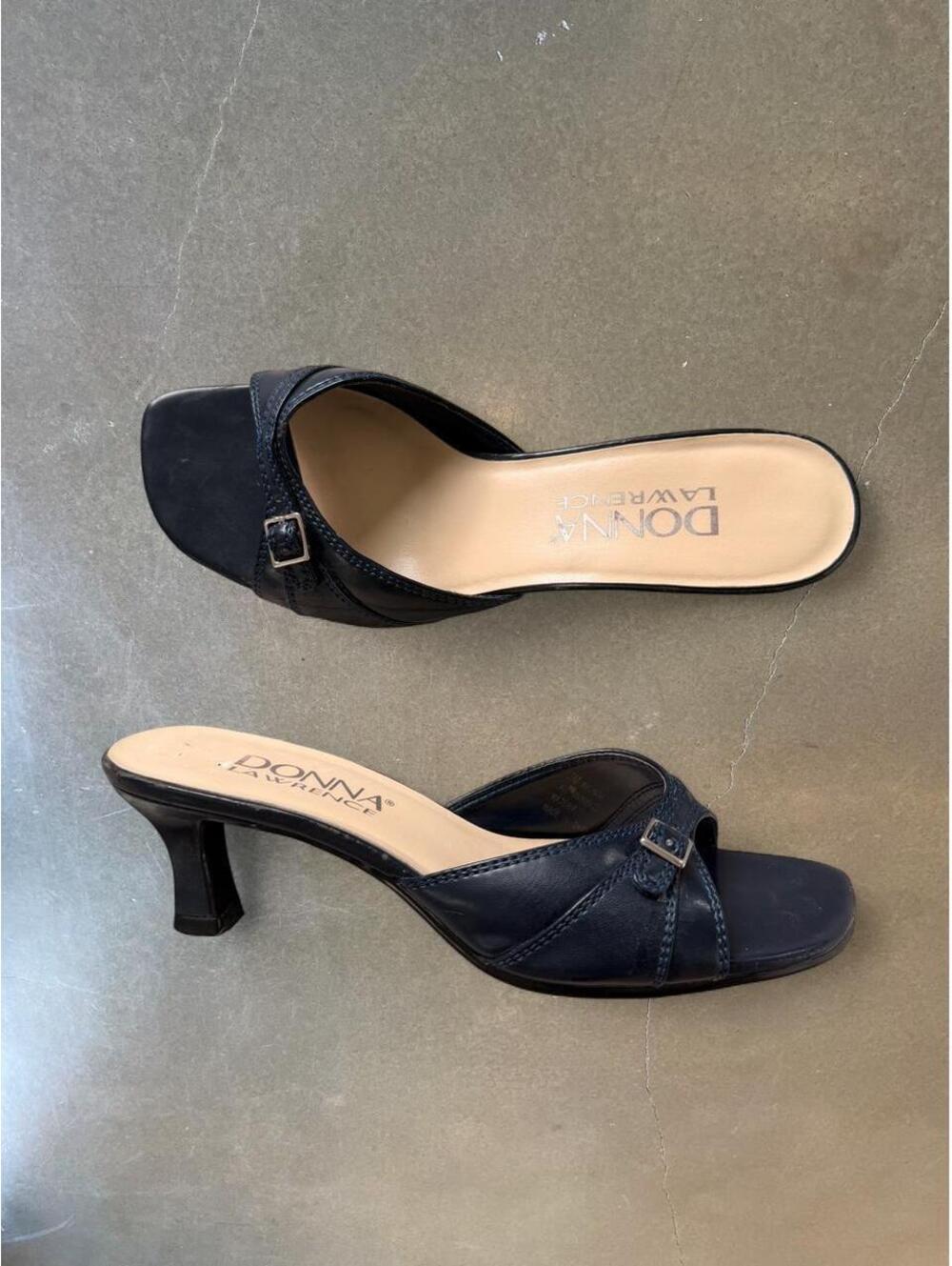 Donna Lawrence Black | Buckle Kitten Heel Sandals | Women’s Size 7
